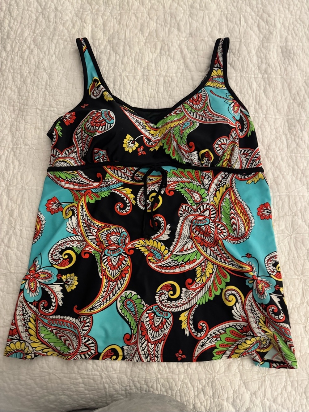 Swim by Cacique sweemwear tankini Paisley black/green pants beach women’s 26